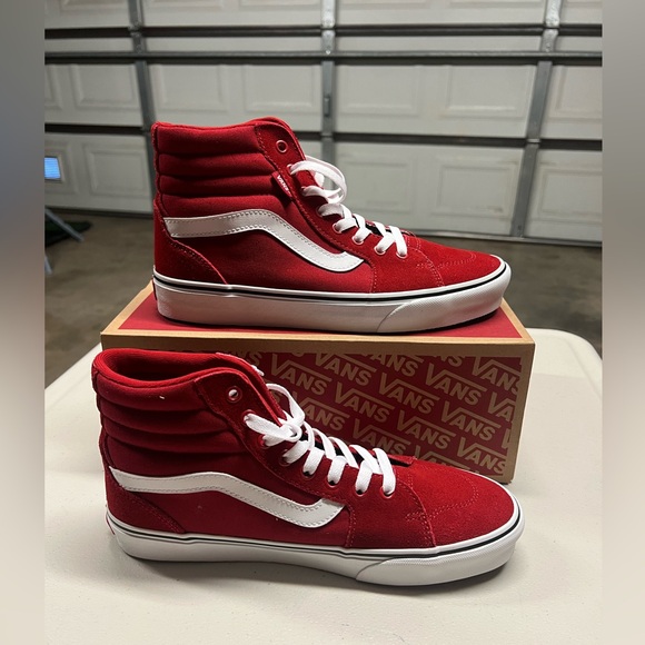 Vans “Filmore” Hi Suede/Canvas Chili Pepper Size US Mens 8 Red/White - Picture 4 of 9